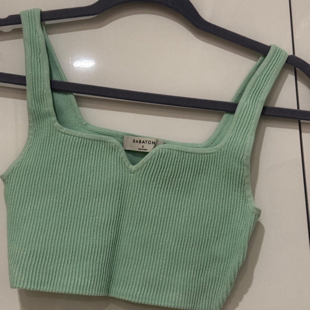 Aritzia Babaton Light Green Ribbed Tank Top